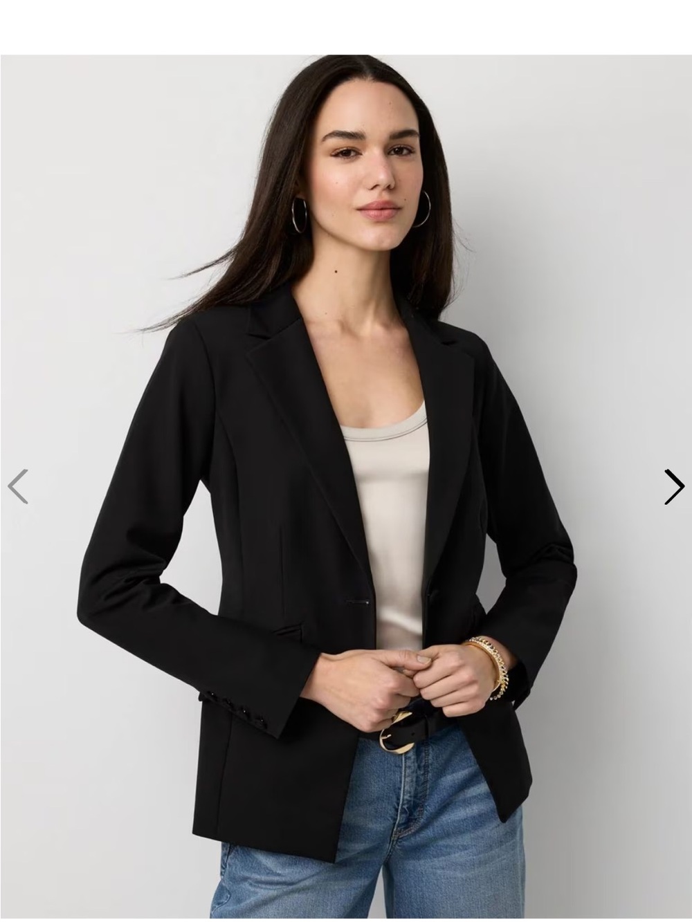 WHBM One-Button Blazer Black Size 12 Padded